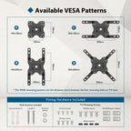 BONTEC TV Wall Bracket for 13-42 Inch TVs, Full Motion TV Wall Mount, 20 kg