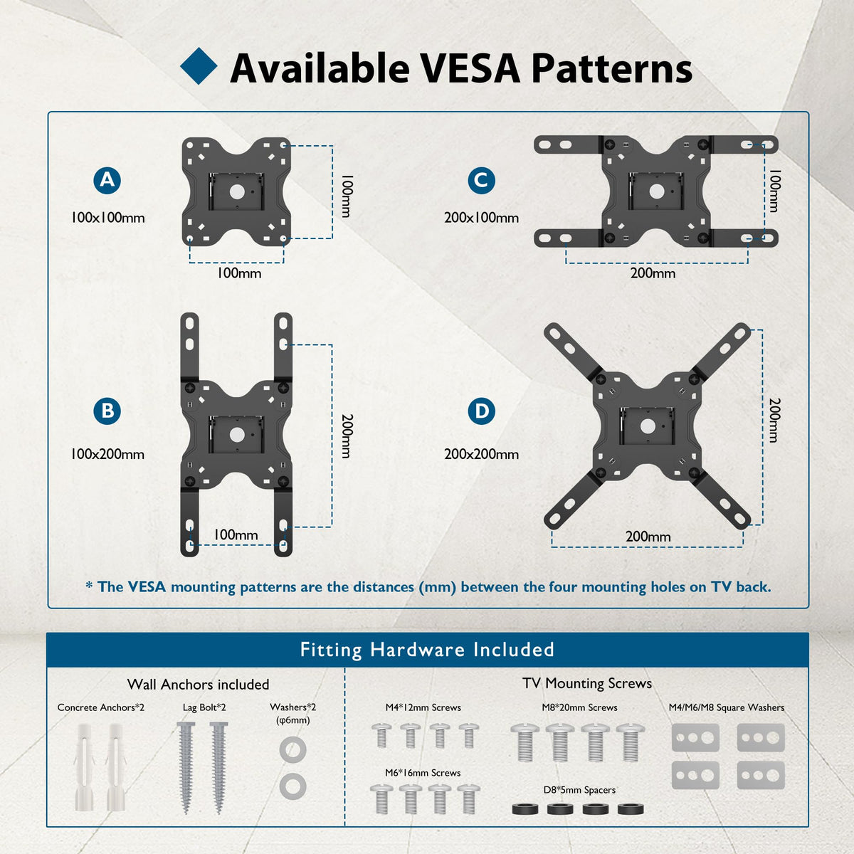 BONTEC TV Wall Bracket for 13-42 Inch TVs, Full Motion TV Wall Mount, 20 kg