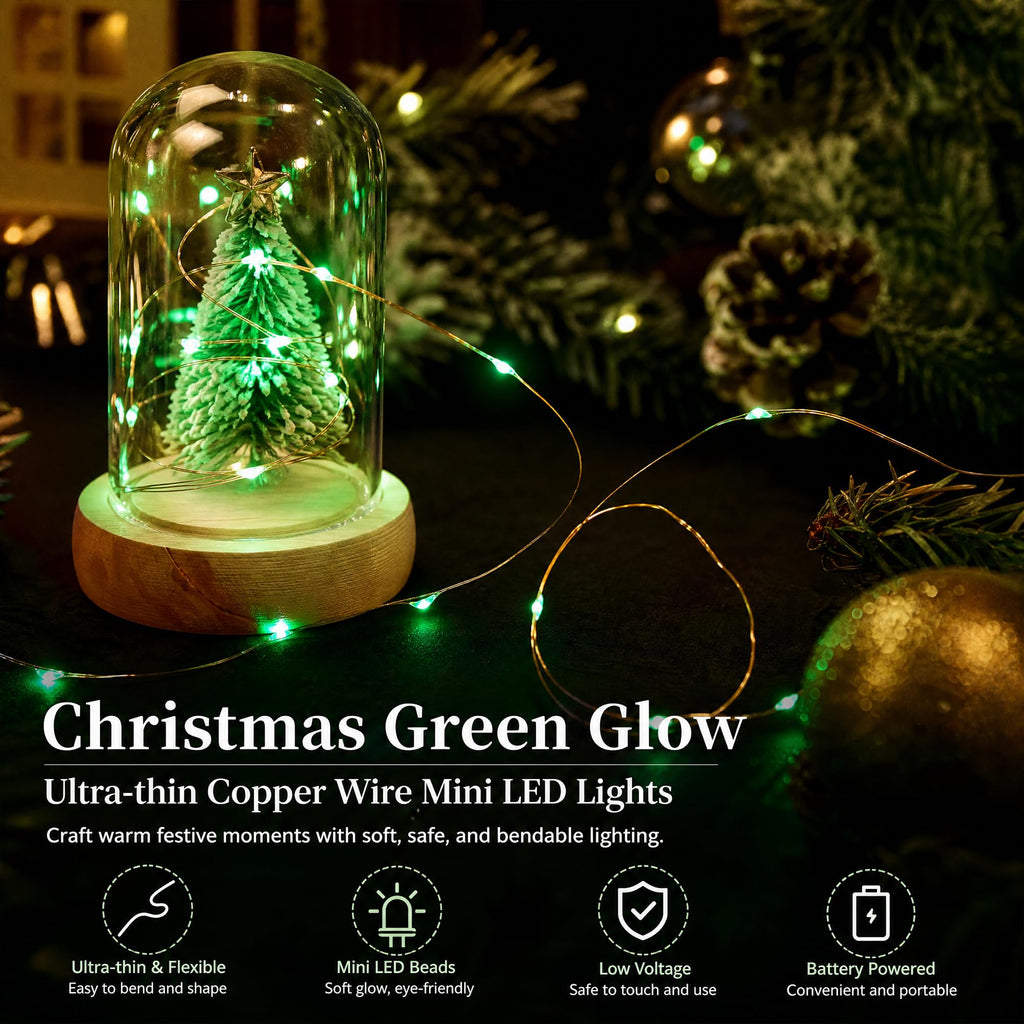 Dazzle Bright Fairy Lights Battery Operated, 20 FT 60 LED Silver Wire Waterproof Battery Operated String Lights, Christmas Decorations for Indoor Outdoor Bedroom Yard Decor, Red