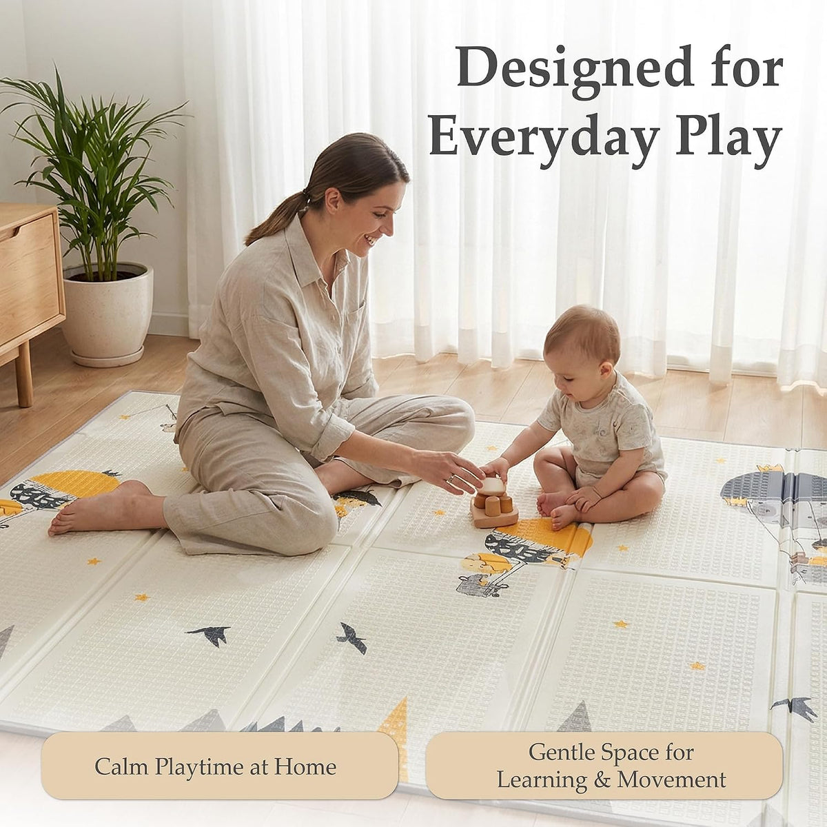 Foldable Play Mat – Large Reversible Baby Play Mat 180x150 cm | Waterproof XPE Foam Baby Playmat & Crawling Mat for Newborn to Toddler | Tummy Time & Baby Mats for Floor Play