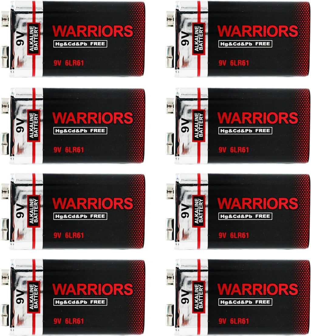 Warriors 4X 9V Alkaline Batteries, 6LR61, Long Lasting Power