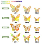SAOROPEB 3D Butterfly Wall Decor 48 Pcs Gold Butterfly Birthday Decorations