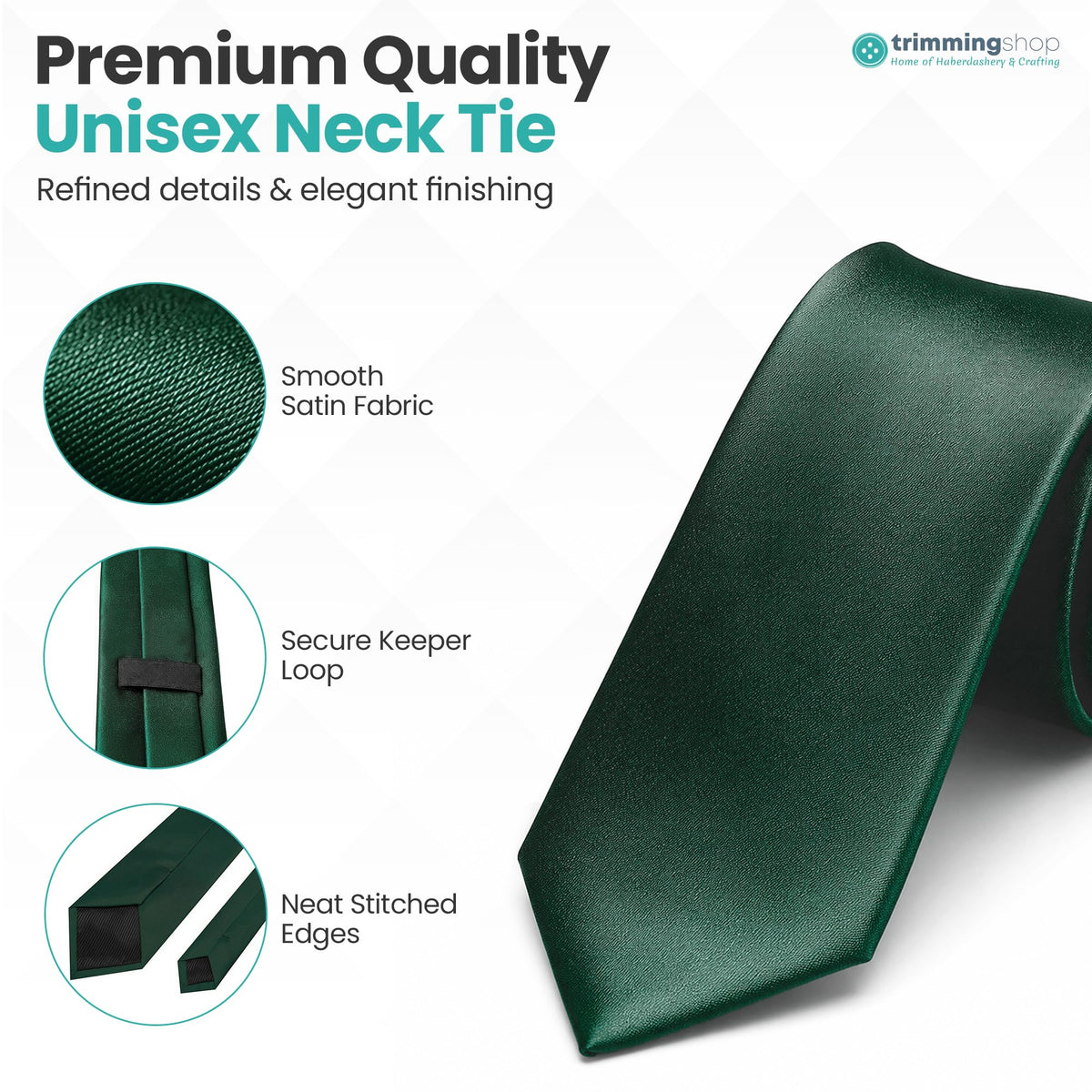 Trimming Shop 5cm Slim Skinny Solid Colour Necktie for Mens