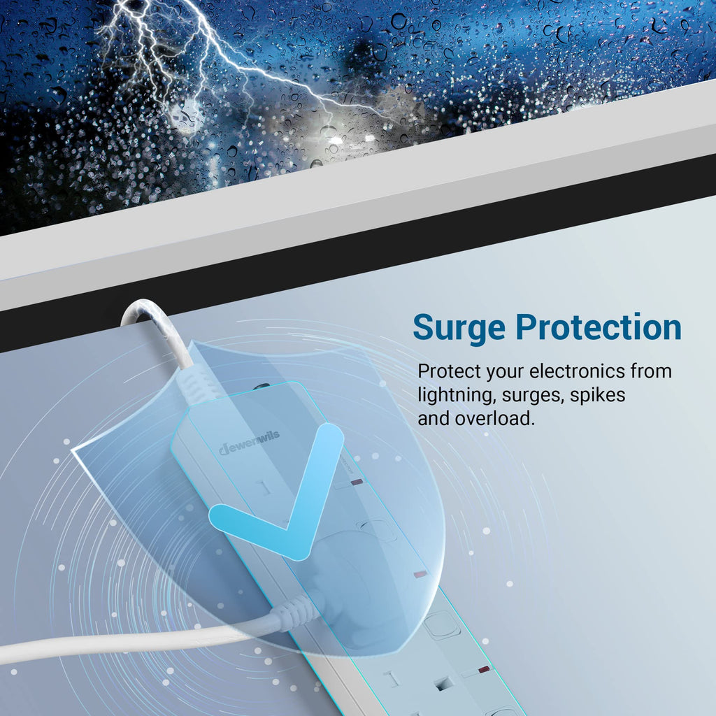 DEWENWILS 6 Way Surge Protected Extension Lead with Individual Switches