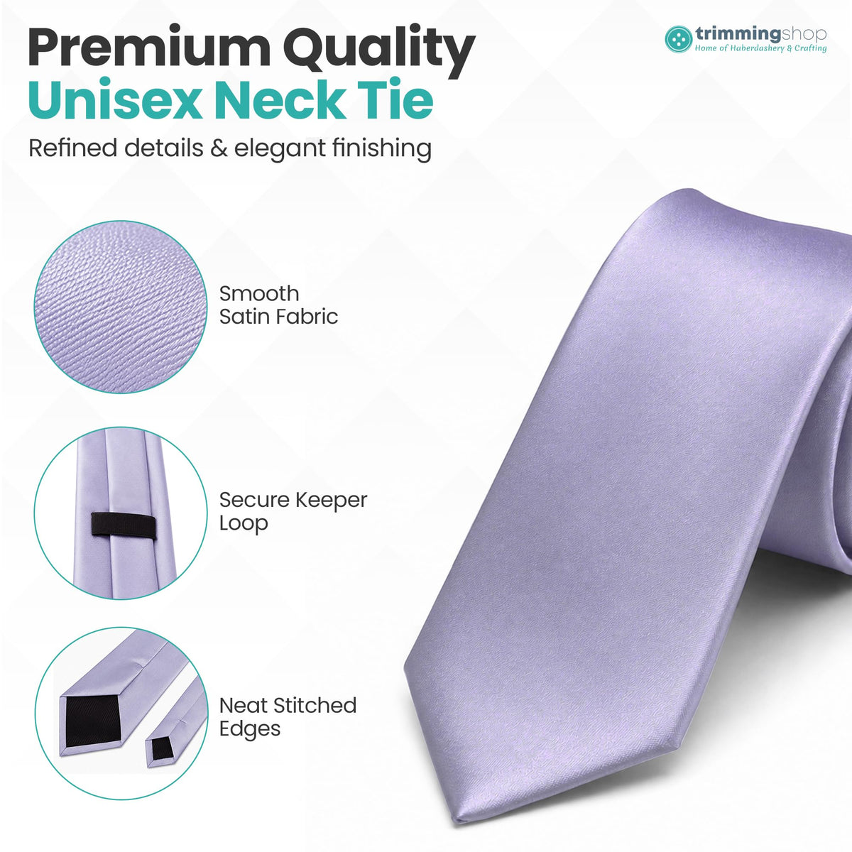 Trimming Shop 5cm Slim Skinny Solid Colour Necktie for Mens