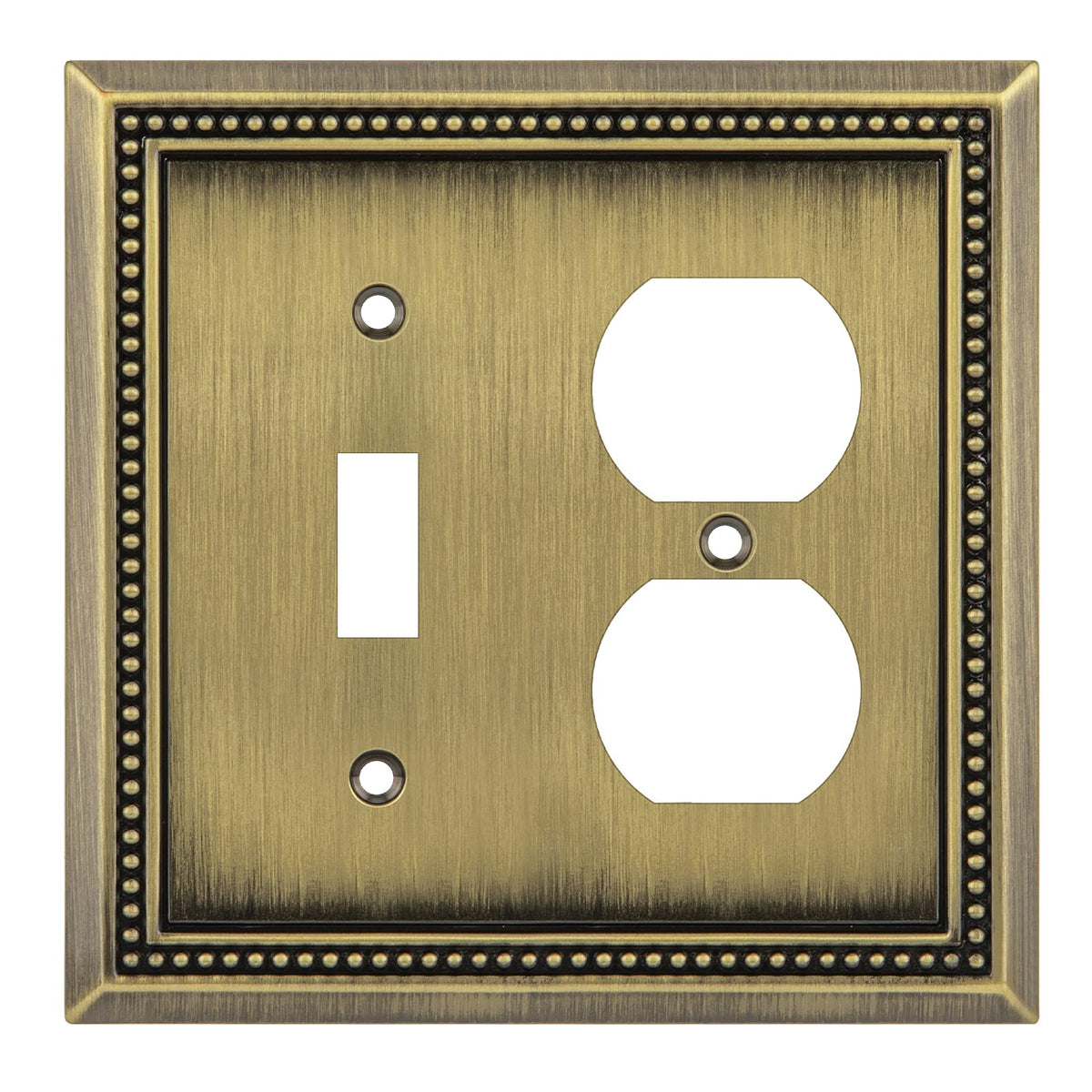 Sunken Pearls Heavy-Duty 4 Toggle Light Switch Plate, Antique Brass, 1 Pack