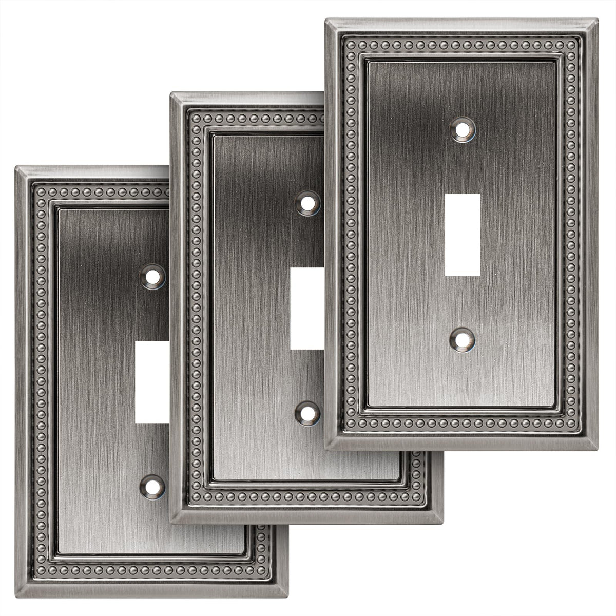 Sunken Pearls Heavy-Duty 4 Toggle Light Switch Plate, Antique Brass, 1 Pack