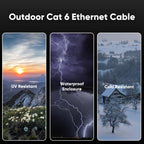 Cat6 Ethernet Cable 3 meter, Outdoor Water Resistant Internet Cable, Direct Burial High-Speed Gigabit 10Gbps 550MHz/s Lan Network Cable Cord