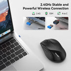 TECKNET Wireless Mouse for Laptop, 4800 DPI Optical Computer Mice with 6 Adjustable Levels, 30 Months Long Battery Life 2.4G Cordless USB Silent Mouse for Notebook, PC, Office Home Work -Grey