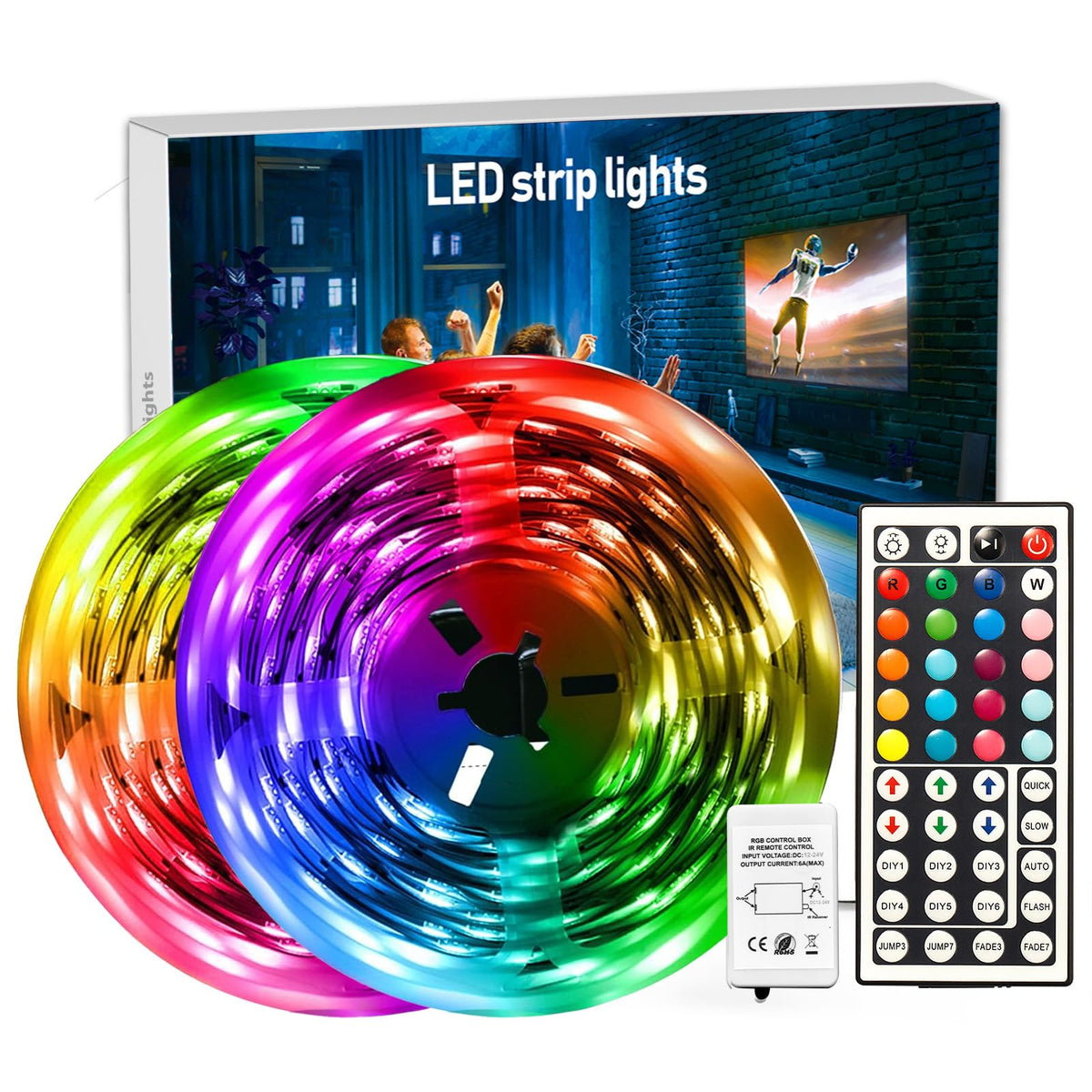 DAYBETTER LED Strip Lights 200 ft (2 Rolls of 100 ft), Smart App Control Lighting Bedroom Rome Decor with Remote, RGB Color Changing LED Lights for Party