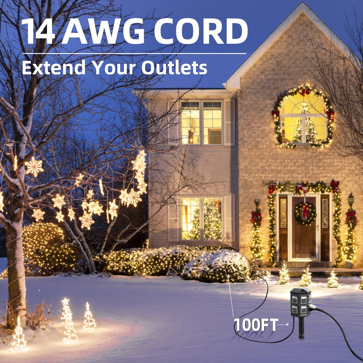 TiFFCOFiO Outdoor Power Stake Timer, 100FT Remote Control, Dusk to Dawn Christmas Light Timer, 6FT Extension Cord Waterproof, 6 Grounded Outlets for Outdoor Christmas Decorations, ETL Listed