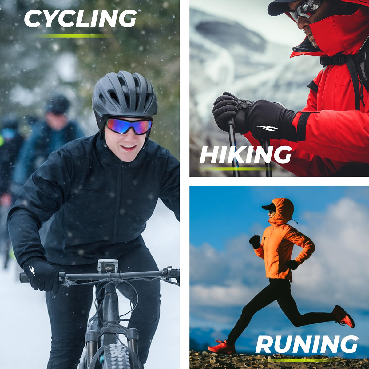 WESTWOOD FOX Winter Thermal Gloves Windproof Running Gloves Touch Screen Warm Anti Slip Silicone Cycling Gloves for Men Women,Elastic Cuff for Driving