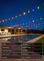 Brightown 52FT Solar String Lights Outdoor Waterproof, Last 30+ Hrs Runtime