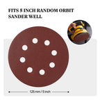 S SATC Sanding Discs 60 Grit 110Pcs Orbital Sander Discs 125mm Hook and Loop Round Orbital Sander Pads for Sanding