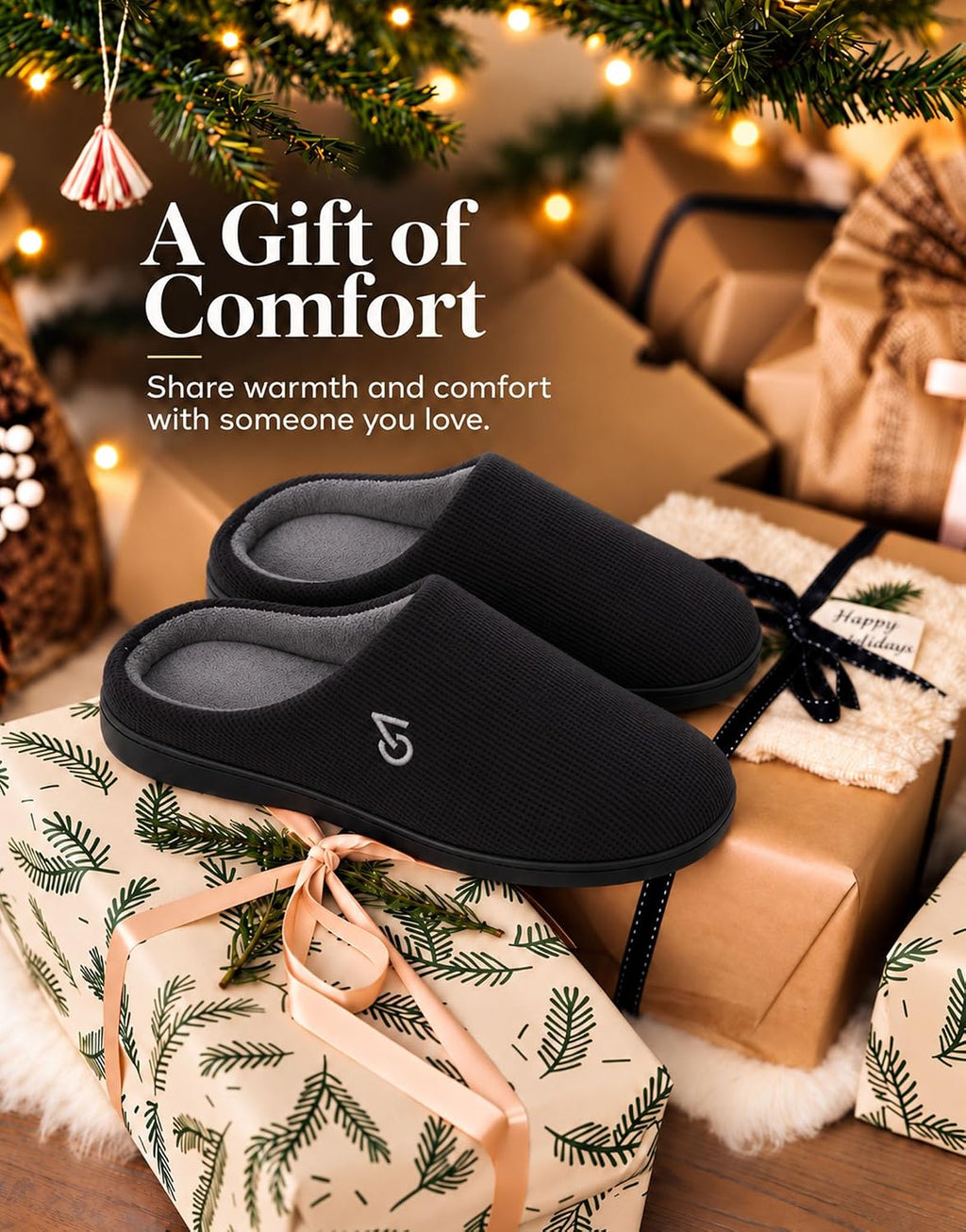 VeraCosy Men's Two-Tone Memory Foam Slippers