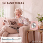 Portable CD Player with Bluetooth, Gueray Desktop CD Players for Home, Bulit-in Double HiFi Speakers, AUX&Headphone Jack, FM Radio Boombox with Remote Control, USB Port,LCD Display (Blue)