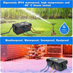 Hrensaw Medium Outdoor Electrical Box(10.6x5.5x4.5inch),Weatherproof Connection Box w/6 Cable Entry,IP54 Waterproof Extension Cord Cover Protect Power Strip,Timer,Plug,Holiday Lights,Black