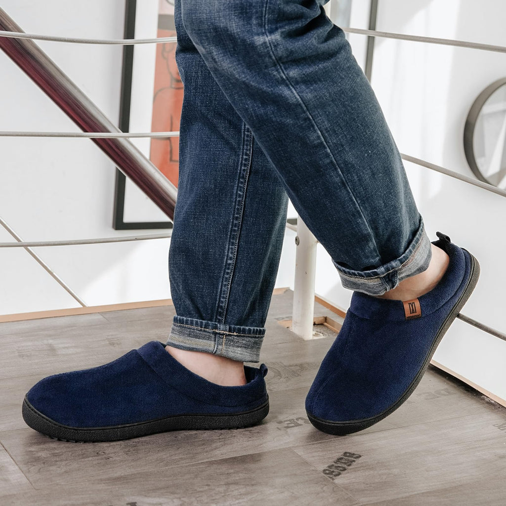 MERRIMAC Men's Slip-on Slippers Memory Foam Non-slip Indoor House Shoes