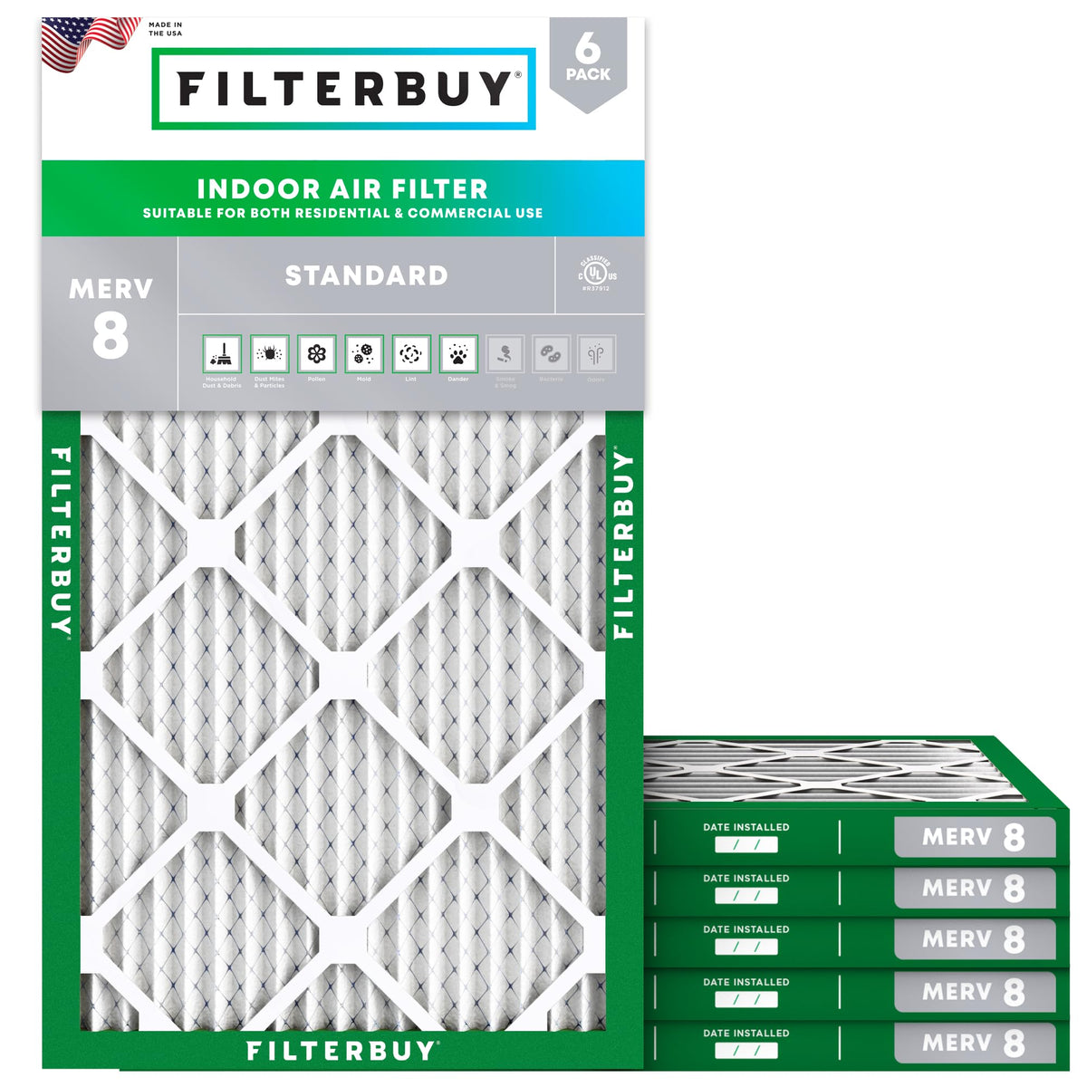 Filterbuy 30x32x1 Air Filter MERV 8 Dust & Allergy Defense (6-Pack)