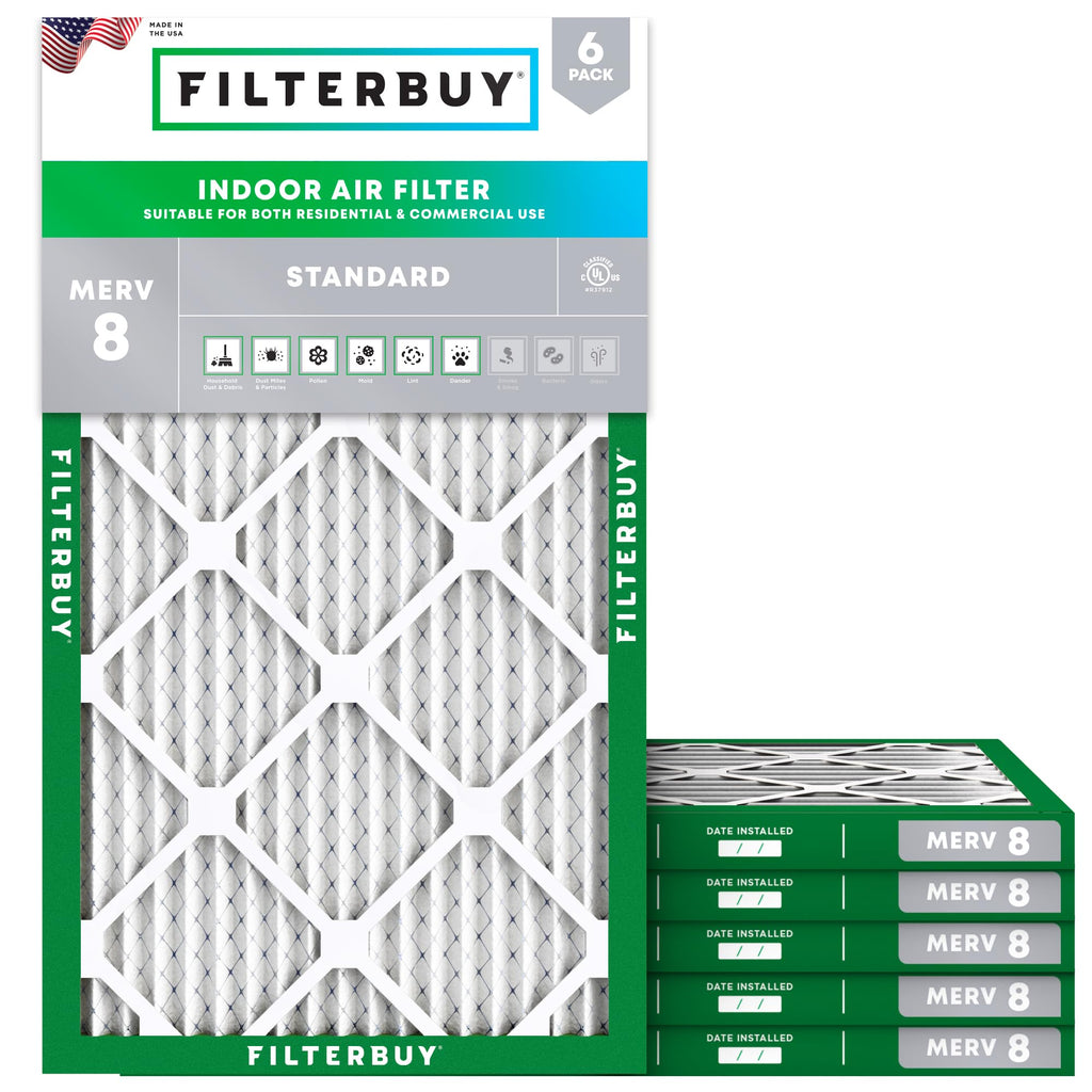 Filterbuy 30x32x1 Air Filter MERV 8 Dust & Allergy Defense (6-Pack)