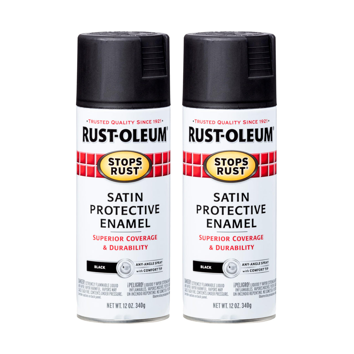 Rust-Oleum 7776830 Stops Rust Spray Paint, 12 oz, Flat Black