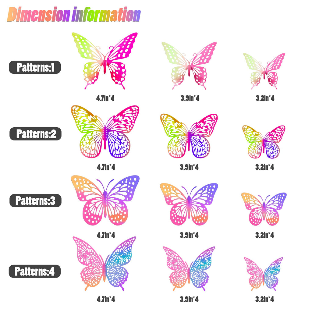 SAOROPEB 3D Butterfly Wall Decor 48 Pcs Gold Butterfly Birthday Decorations