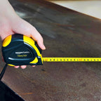 Amazon Basics Self-Locking Tape Measure with Belt Clip, 16-Feet (5-Meters), Inch/Metric Scale, MID Accuracy, Black, Yellow