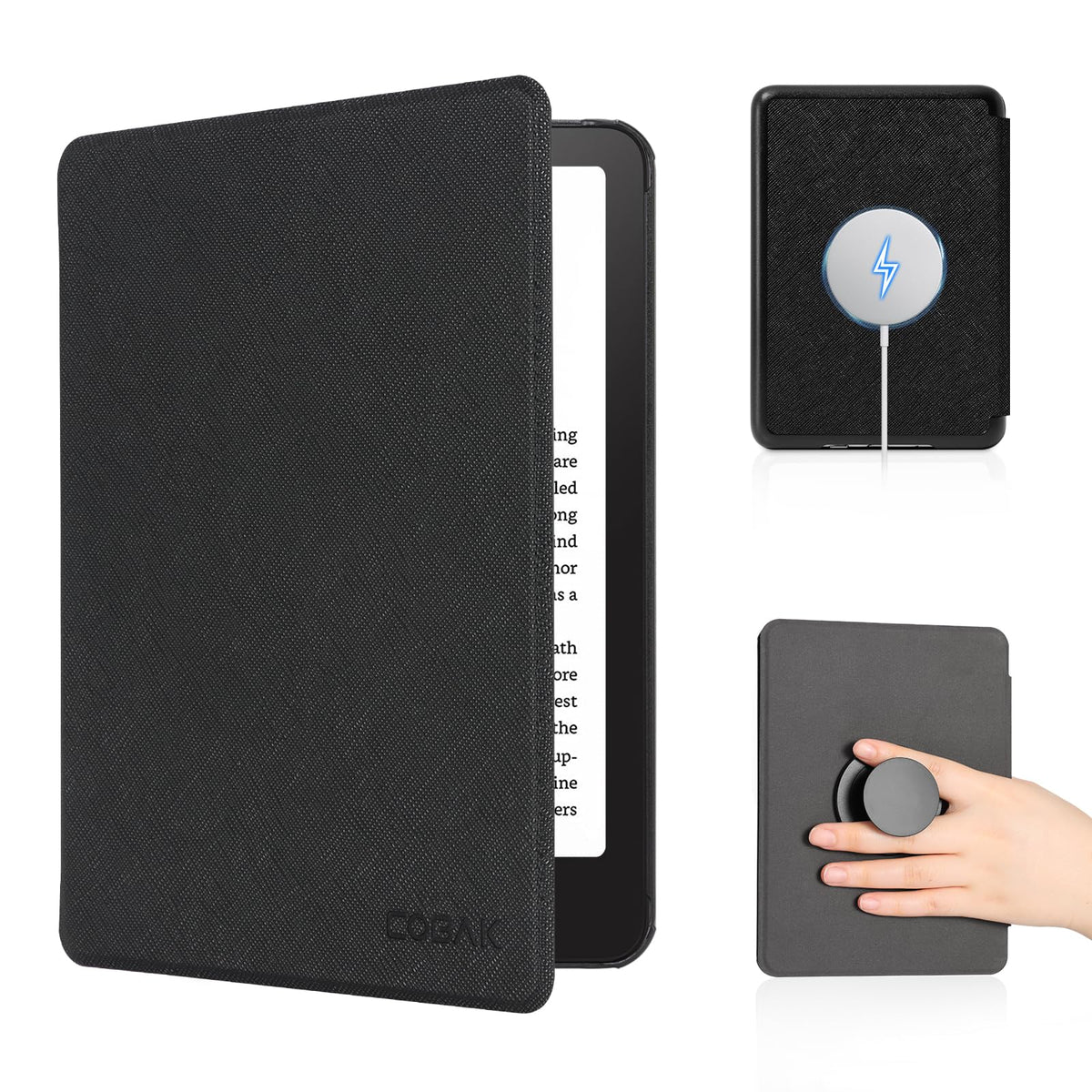 CoBak Case for 6" Kindle 11th Generation 2024 and 2022, Premium PU Leather Smart Cover with Auto Sleep/Wake for Kindle, Black