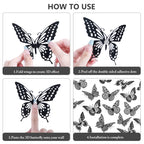 SAOROPEB 3D Butterfly Wall Decor 48 Pcs Gold Butterfly Birthday Decorations