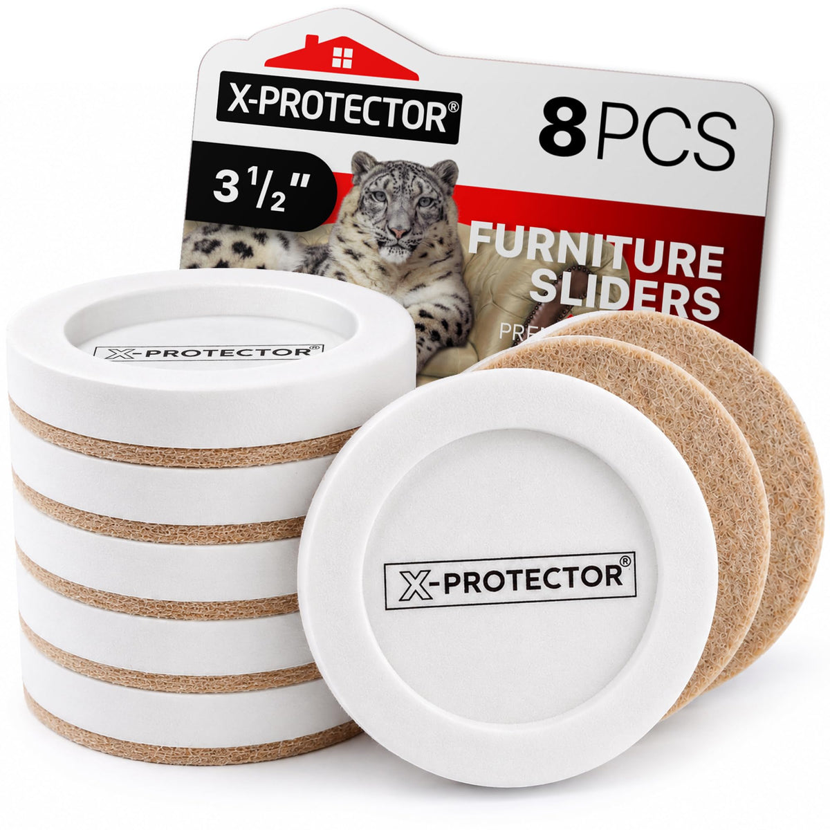Felt Furniture Sliders for Hardwood Floors X-PROTECTOR 16 PCS 3 ½”