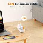 TESSAN 10M Long Extension Lead with PD 20W USB C Charger (4 USB Slots)