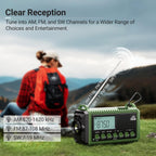 Mesqool Portable Wind Up Hand Crank and Solar Powered Radio with USB Phone Charger, Emergency Radio with SOS Alarm and Flashlight, AM/FM/SW Radio with 12000mAh Rechargeable Battery for Outdoor