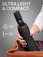 Repel Windproof Travel Umbrella - Compact & Withstands Winds up to 100MPH, Strongest Premium Auto Folding Umbrella for Rain and Sun - Durable, Light & Portable for Women & Men, Fits Backpack & Cars