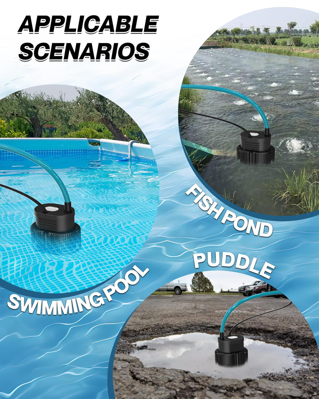 AgiiMan 850GPH Pool Cover Pump, Submersible Sump Pump above Ground