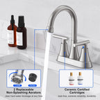 Matte Black Bathroom Faucet, Hurran 4 inch Centerset 2-Handle Lead-Free