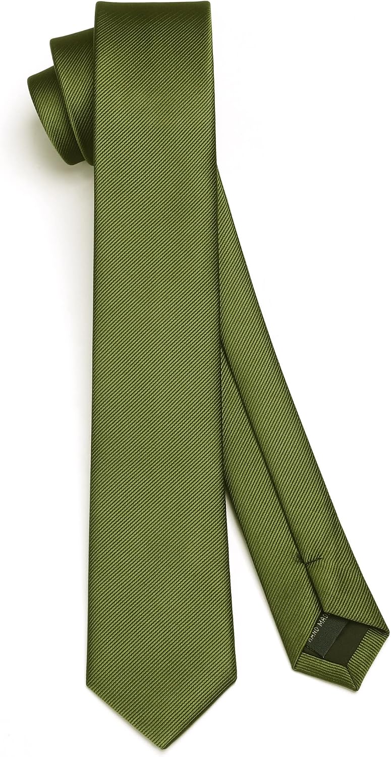 HISDERN Skinny Tie Solid Color 6cm Slim Ties for Men Wedding Classic Formal Business Necktie
