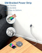 Extension Lead, Power Strips with 2 Way Outlets 4(4.5A, 2 Type C & 2 USB-A)