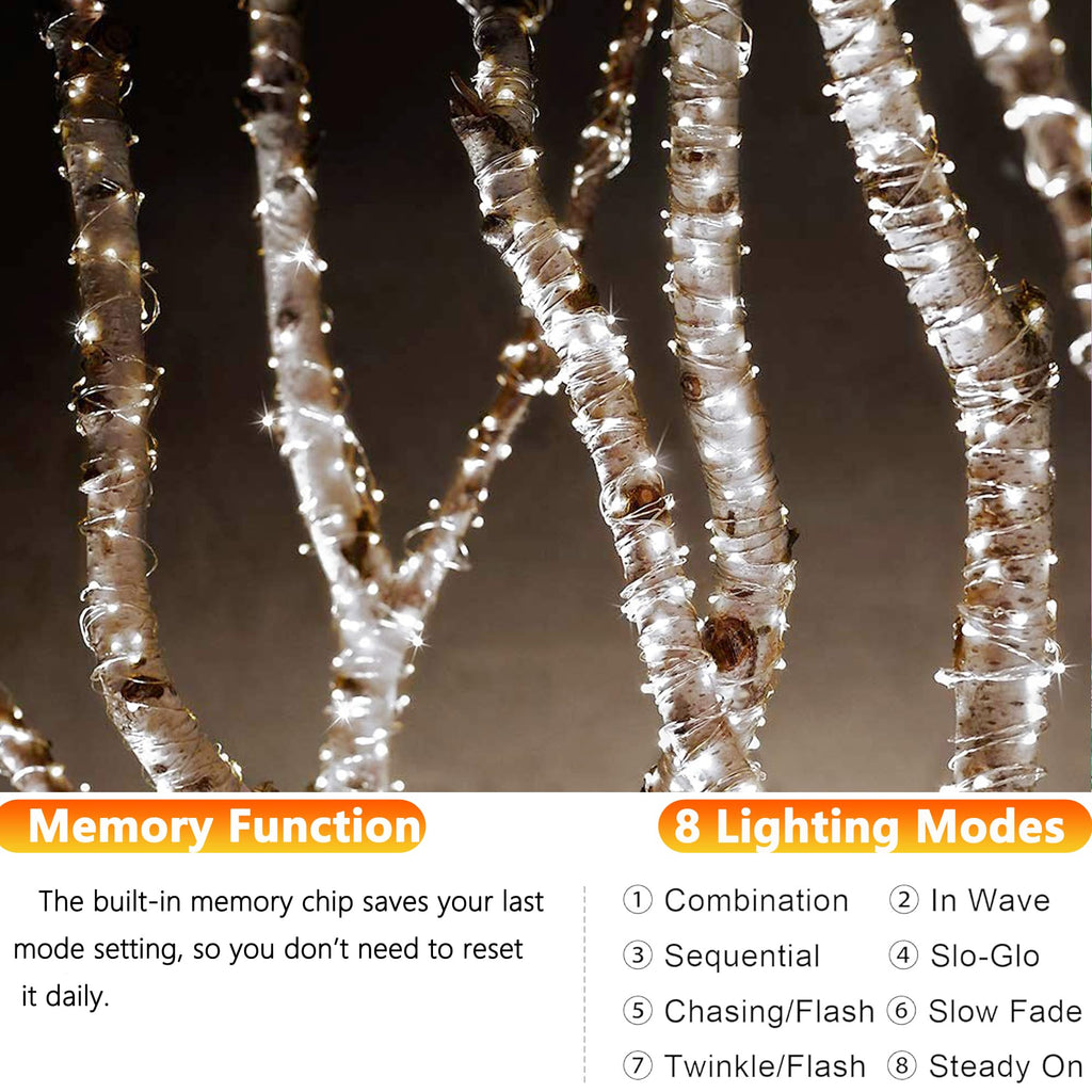 Joomer Solar Fairy Lights, 2-Pack Total 80FT 240LED Lights, Warm White