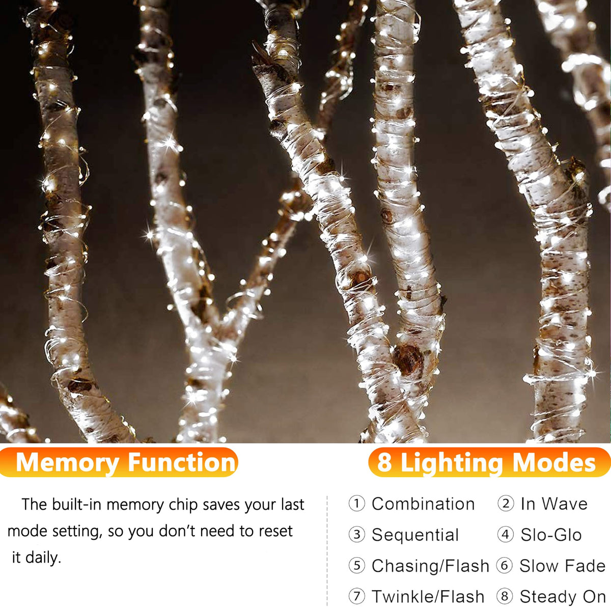 Joomer Solar Fairy Lights, 2-Pack Total 80FT 240LED Lights, Warm White