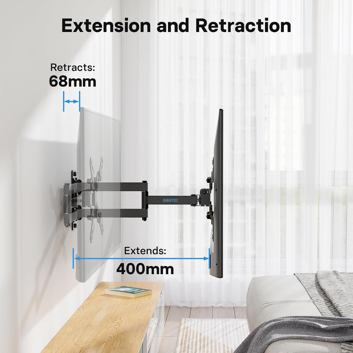 BONTEC TV Wall Bracket for 13-42 Inch TVs, Full Motion TV Wall Mount, 20 kg