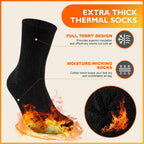 Niofind Warm Thermal Socks for Men Women, Full Cushion Winter Socks, Crew Length Black Heavy Duty Heated Cotton Boot Sock for Work Outdoor Walking, Hiking, Running, 3/6 Pairs, Gifts for Men women