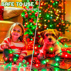 Christmas Lights Outdoor Battery Operated String Lights Total 100LED 33Ft with Timer 8 Modes 16.4Ft*2 Waterproof Outdoor Indoor for Christmas Decor, Warm White, 2-Pack
