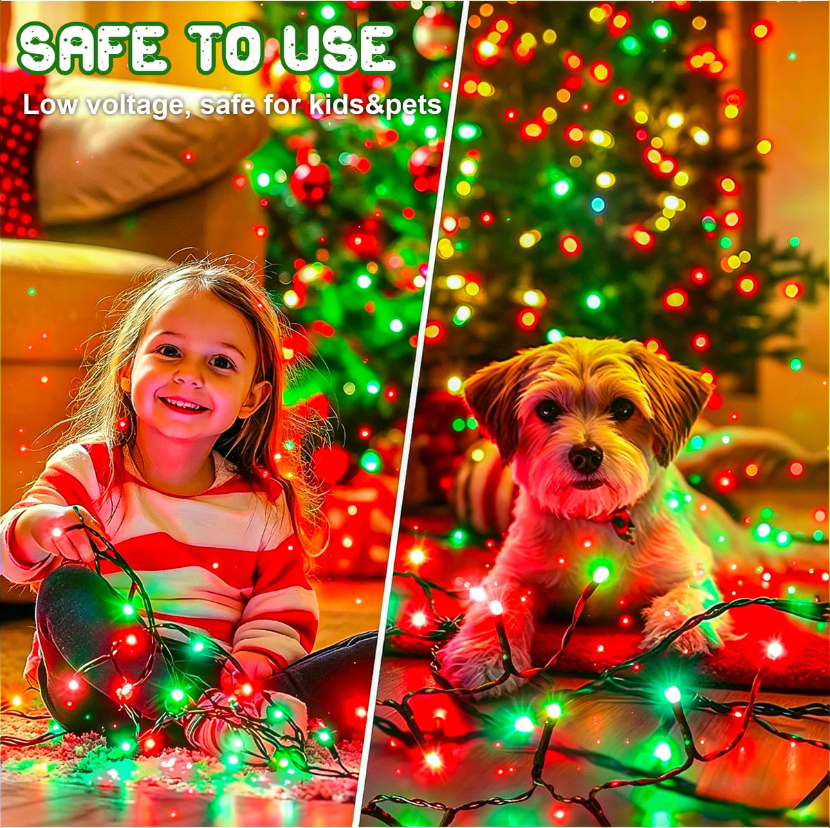 Christmas Lights Outdoor Battery Operated String Lights Total 100LED 33Ft with Timer 8 Modes 16.4Ft*2 Waterproof Outdoor Indoor for Christmas Decor, Warm White, 2-Pack