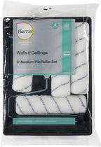 Harris Seriously Good Walls & Ceilings Paint Roller Set 9in, 1 x 9" Frame, 4 x 9" Medium Pile Roller Sleeves & Tray 9"