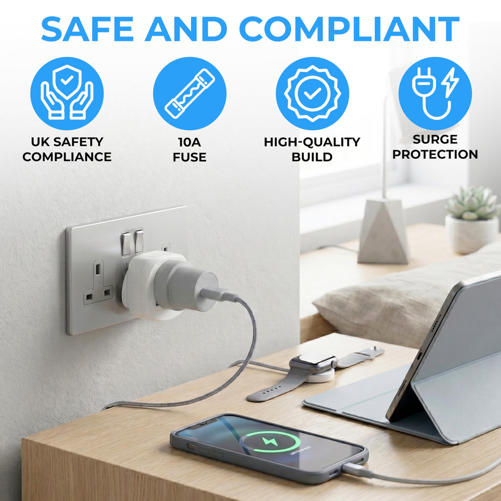 Double Dragon 2-Pack UK Electric Toothbrush & Shaver Plug Adapter | 2-Pin to 3-Pin Bathroom Converter | Supports UK EU Round & US Flat 2-Pin Plugs | 1A Fused | Compatible with Oral-B, Braun, Philips