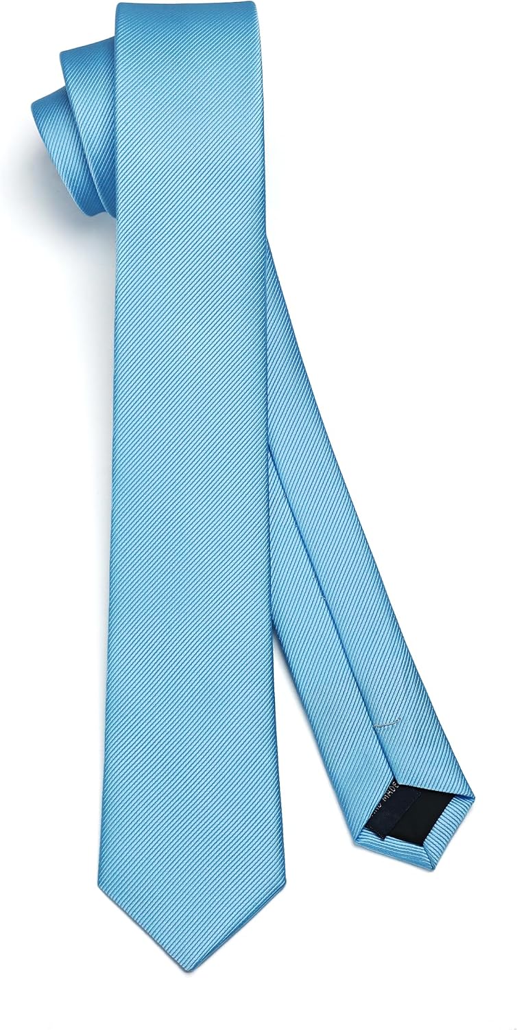HISDERN Skinny Tie Solid Color 6cm Slim Ties for Men Wedding Classic Formal Business Necktie