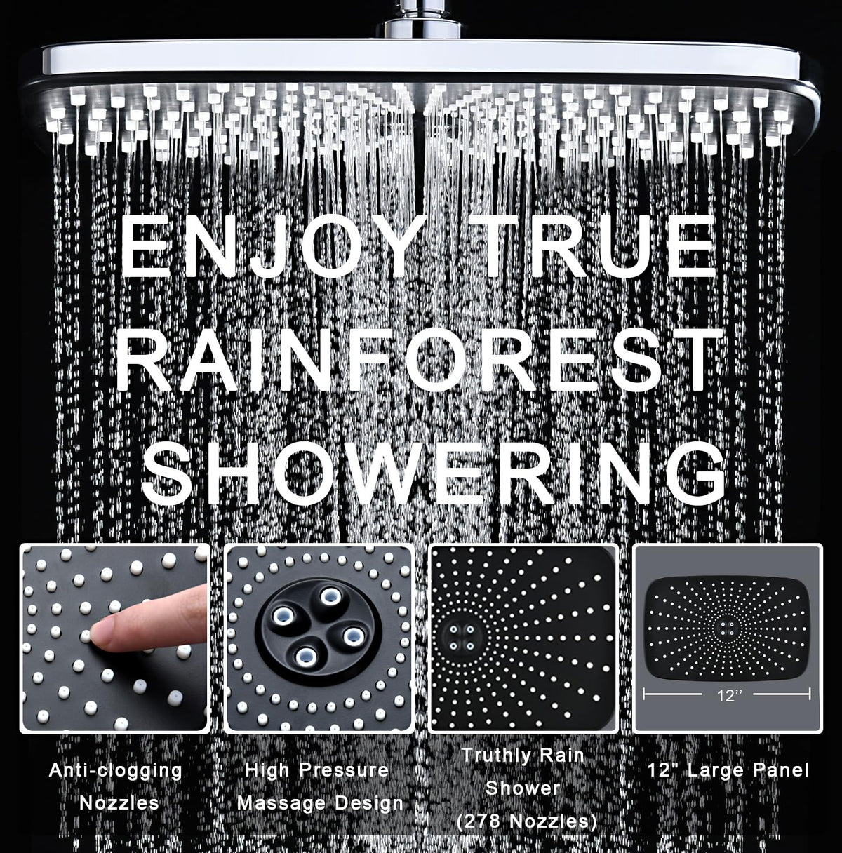 Rain Shower Head with Handheld Showerhead, Chrome 1.8GPM 460311
