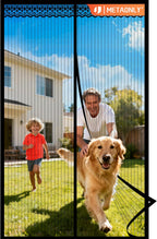 METAONLY Magnetic Screen Door Mesh, Works for Patio, Sliding Door, Keeps Bug Mosquito Out, Fresh Air Flow, Fits 32" x 80" Door - Curtain Size 34" x 82", Black with Lace