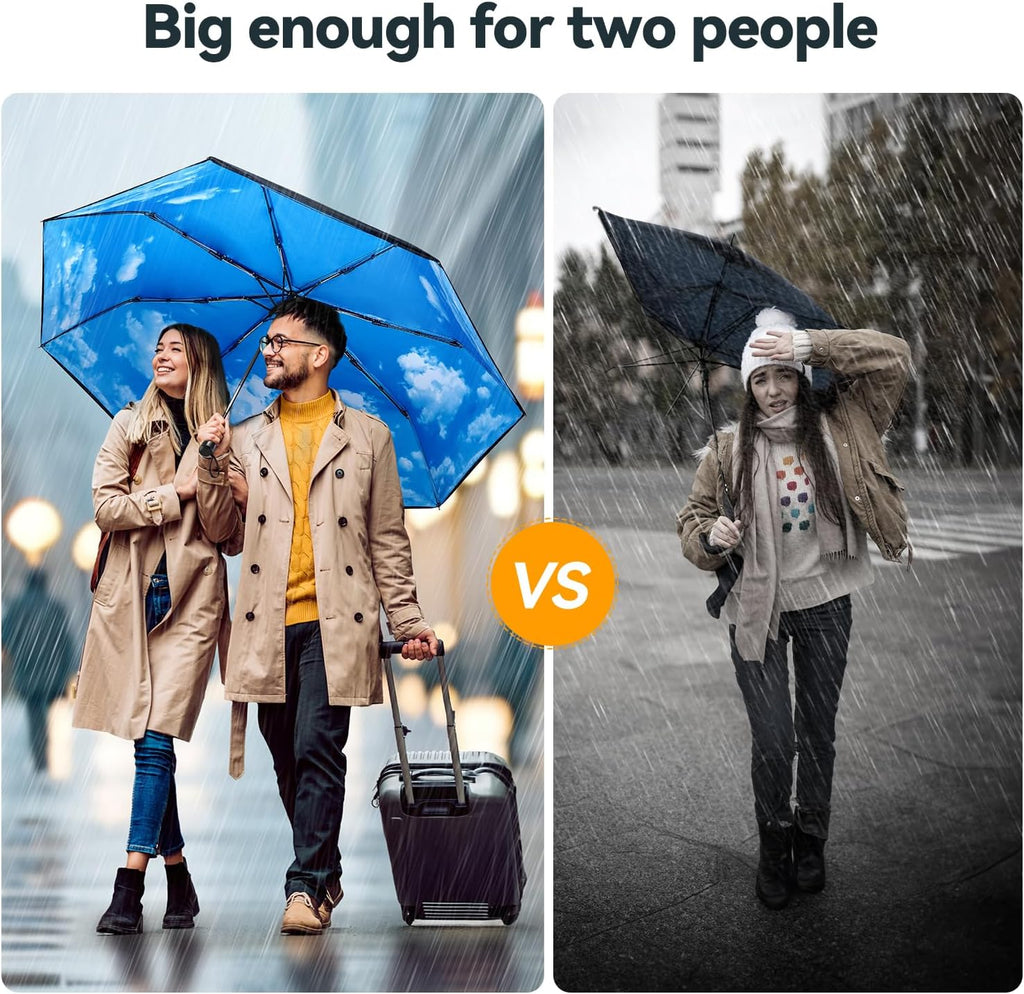 TechRise Umbrella, Compact Strong Windproof Automatic Umbrellas, Folding Lightweight, Portable Travel Golf Umbrella for Rain