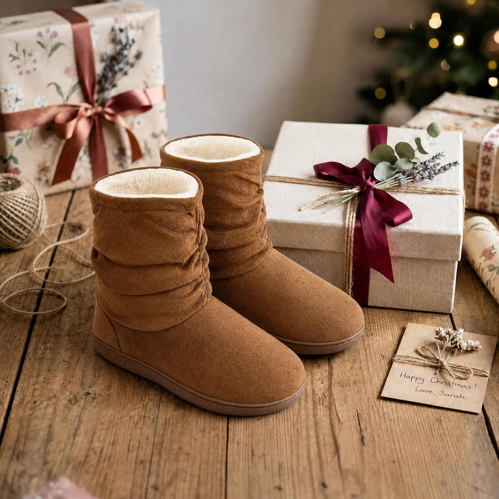LongBay Women Slipper Boots Warm Memory Foam Indoor Outdoor House Shoe Gift